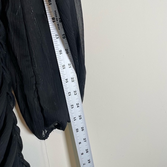 HOUSE OF HARLOW 1960 High Neck Metallic Black Ruched Bodycon Cocktail Dress Sz 4 - Picture 9 of 16